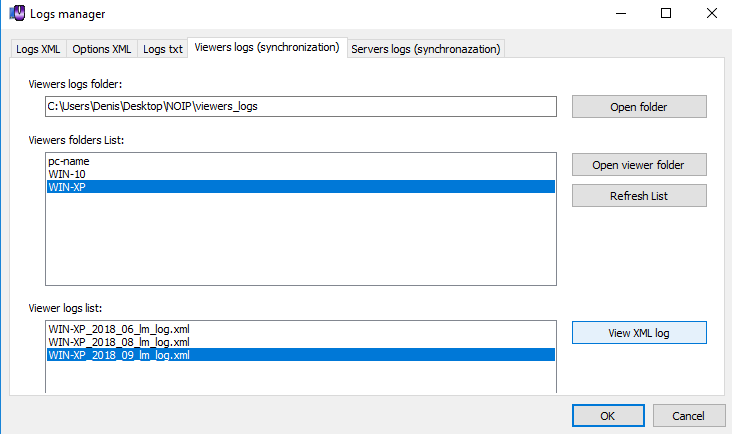 Viewers logs from synchronization function. 